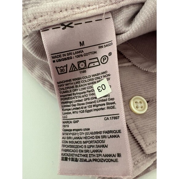 GAP Corduroy Shirt Size M Purple Orchid Utility Button Down Mini Cord - Picture 15 of 16